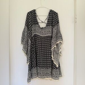 Free People Navy and White Textured Dress